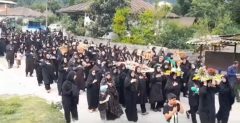 تشییع نمادین پیکر امام حسین(ع) توسط زنان روستای لیره‌سر تنکابن